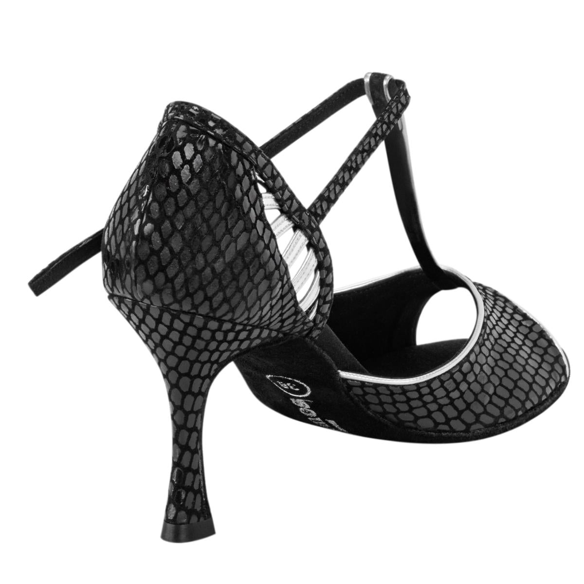 Rummos Damen Tanzschuhe Valentina 171-009 - Obermaterial: Leder - Farbe: schwarz, silber - Weite: Normal - Absatz: 70R Flare - Größe: EUR 42