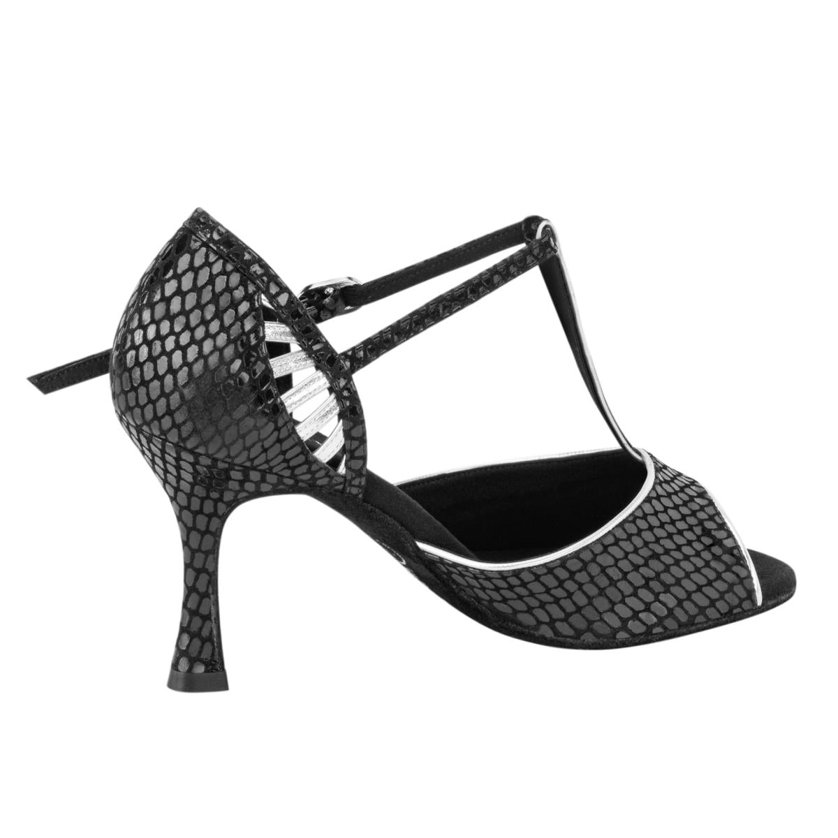 Rummos Damen Tanzschuhe Valentina 171-009 - Obermaterial: Leder - Farbe: schwarz, silber - Weite: Normal - Absatz: 70R Flare - Größe: EUR 42