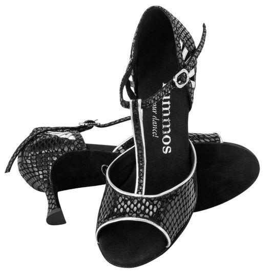 Rummos Damen Tanzschuhe Valentina 171-009 - Obermaterial: Leder - Farbe: schwarz, silber - Weite: Normal - Absatz: 70R Flare - Größe: EUR 42