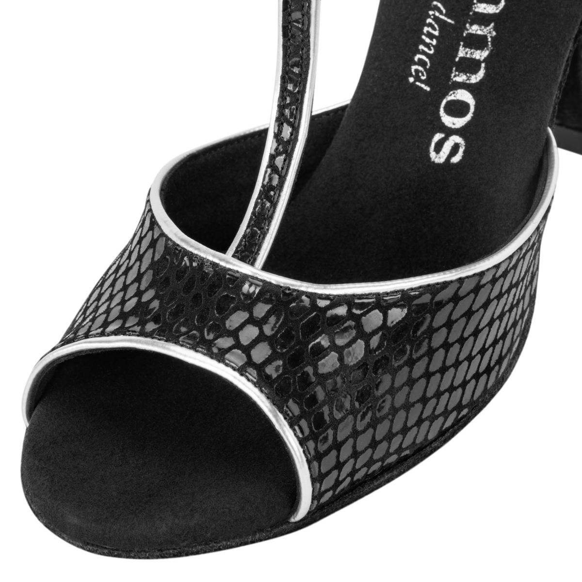 Rummos Damen Tanzschuhe Valentina 171-009 - Obermaterial: Leder - Farbe: schwarz, silber - Weite: Normal - Absatz: 70R Flare - Größe: EUR 40