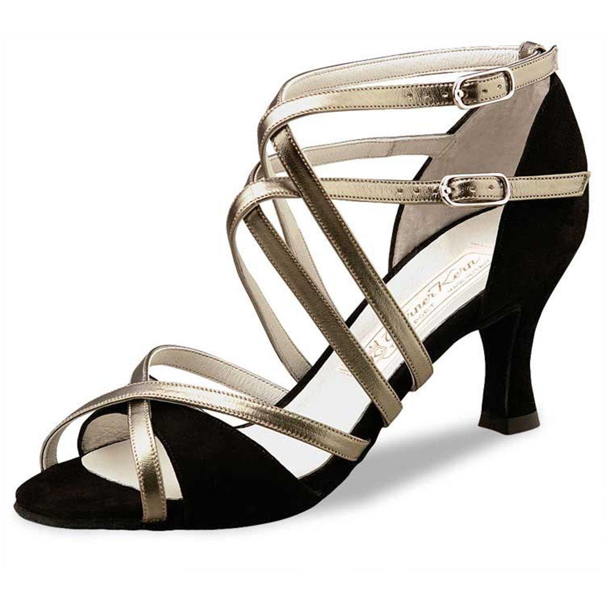 Werner Kern Damen Tanzschuhe Eva 6,5 - Farbe: Schwarz/Antik - Größe: UK 1