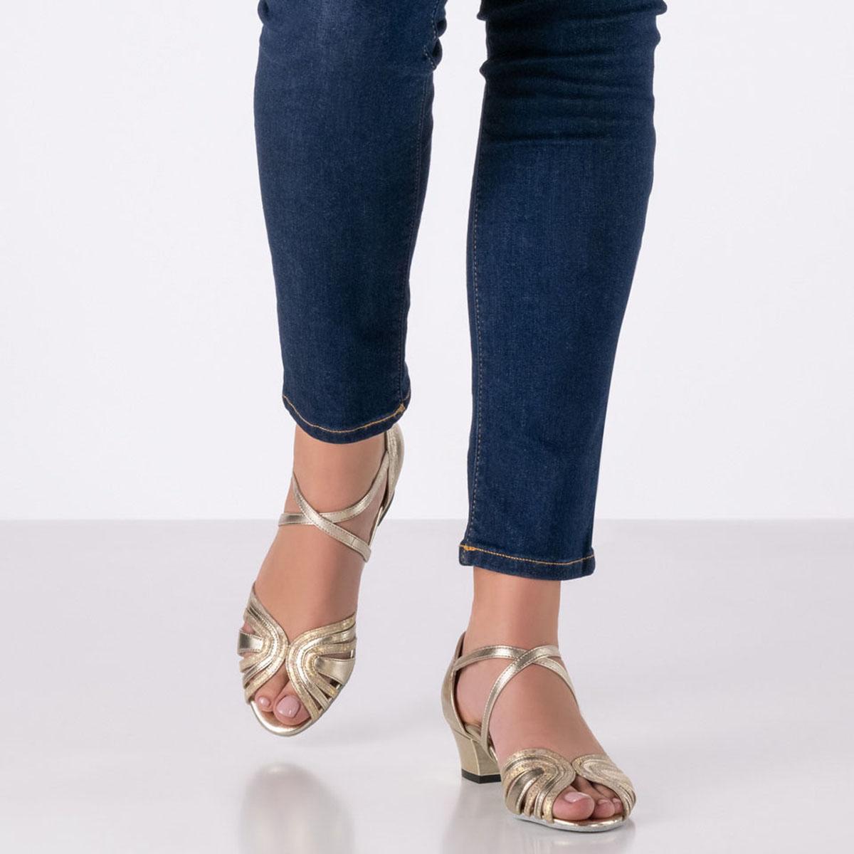 Werner Kern Damen Tanzschuhe Kim - Obermaterial: Leder Platin/Beige - Größe: EU 33 1/3