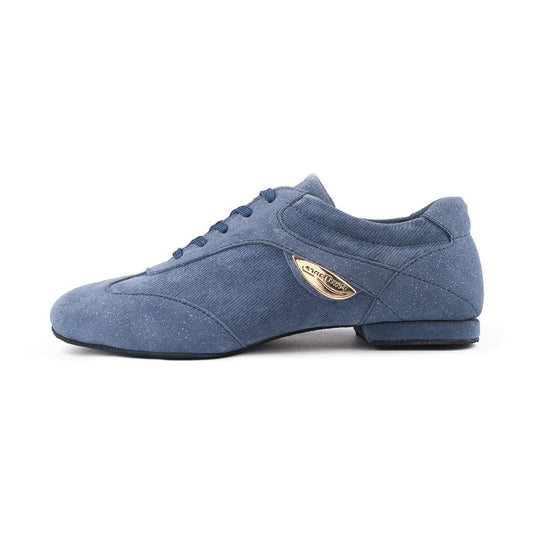 PortDance Damen Tanzschuhe PD07 Fashion - Obermaterial: Denim/Veloursleder - Farbe: Blau - Sohle: Rauleder - Größe: EUR 43