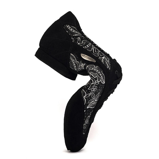 PortDance Damen Trainerschuhe PD09 - Obermaterial: Nubuck/Fantasy Schwarz/Weiß - Absatz: 1,5 cm Micro-Heel - Größe: 42 EU