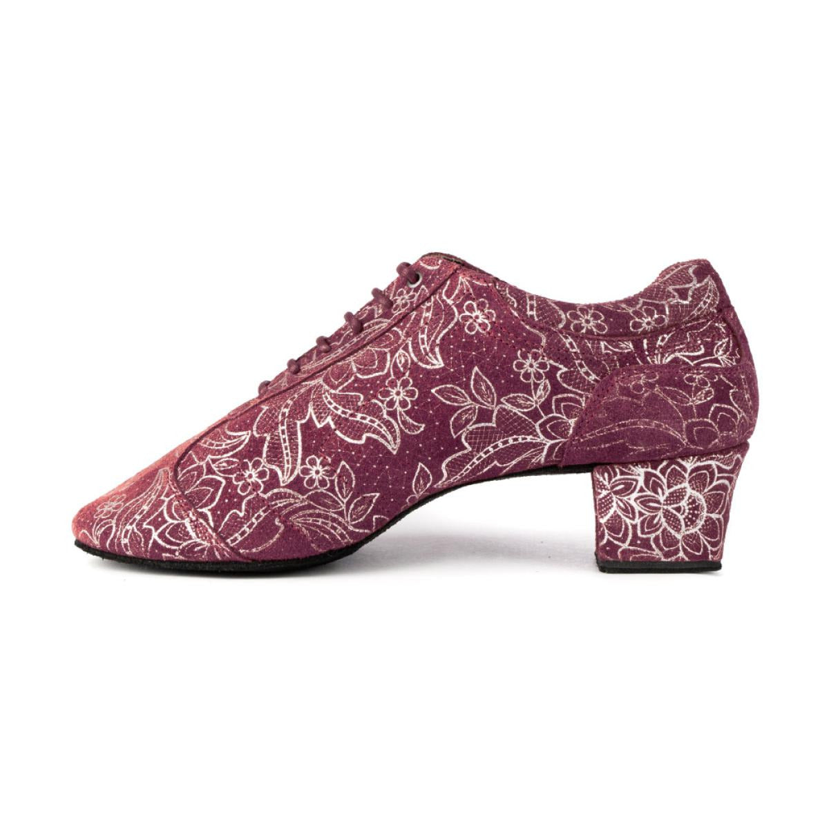 PortDance Damen Trainerschuhe PD706 - Obermaterial: Fantasy Leder Bordeaux - Absatz: 4 cm Blockabsatz - Größe: 42 EU