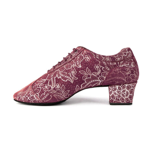 PortDance Damen Trainerschuhe PD706 - Obermaterial: Fantasy Leder Bordeaux - Absatz: 4 cm Blockabsatz - Größe: 42 EU