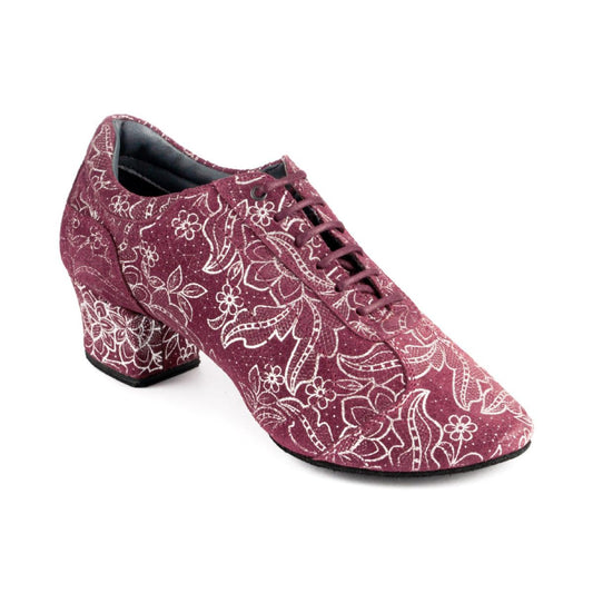PortDance Damen Trainerschuhe PD706 - Obermaterial: Fantasy Leder Bordeaux - Absatz: 4 cm Blockabsatz - Größe: 42 EU
