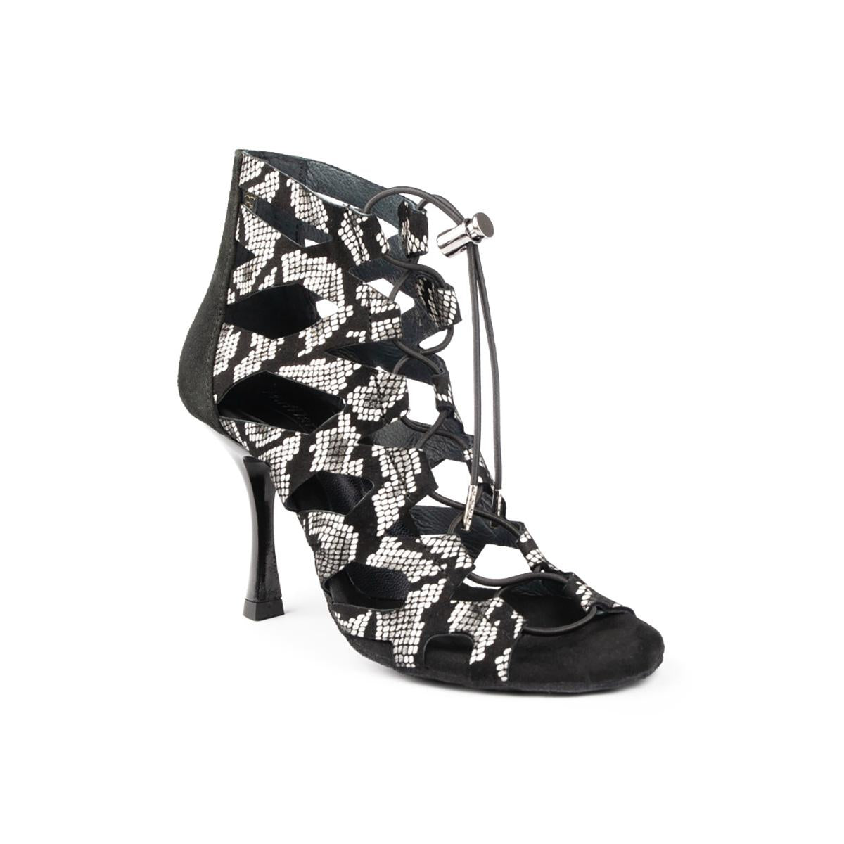 PortDance Damen Tanzschuhe PD804B - Farbe: Schwarz/Weiß - Absatz: 7 cm Flare (klein) - Größe: EUR 41