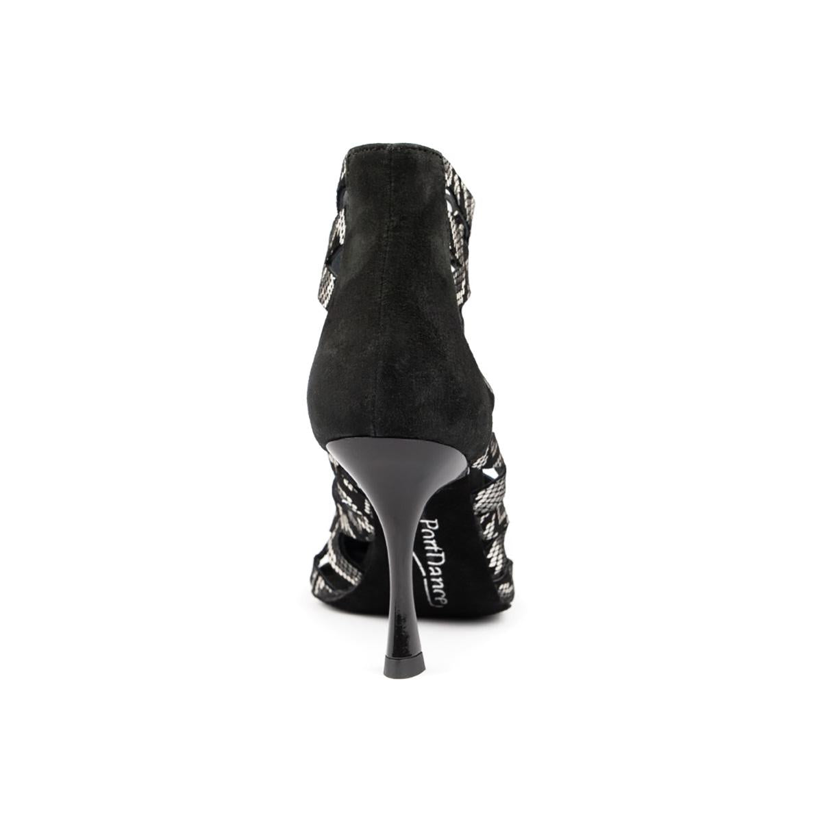 PortDance Damen Tanzschuhe PD804B - Farbe: Schwarz/Weiß - Absatz: 7 cm Flare (klein) - Größe: EUR 40