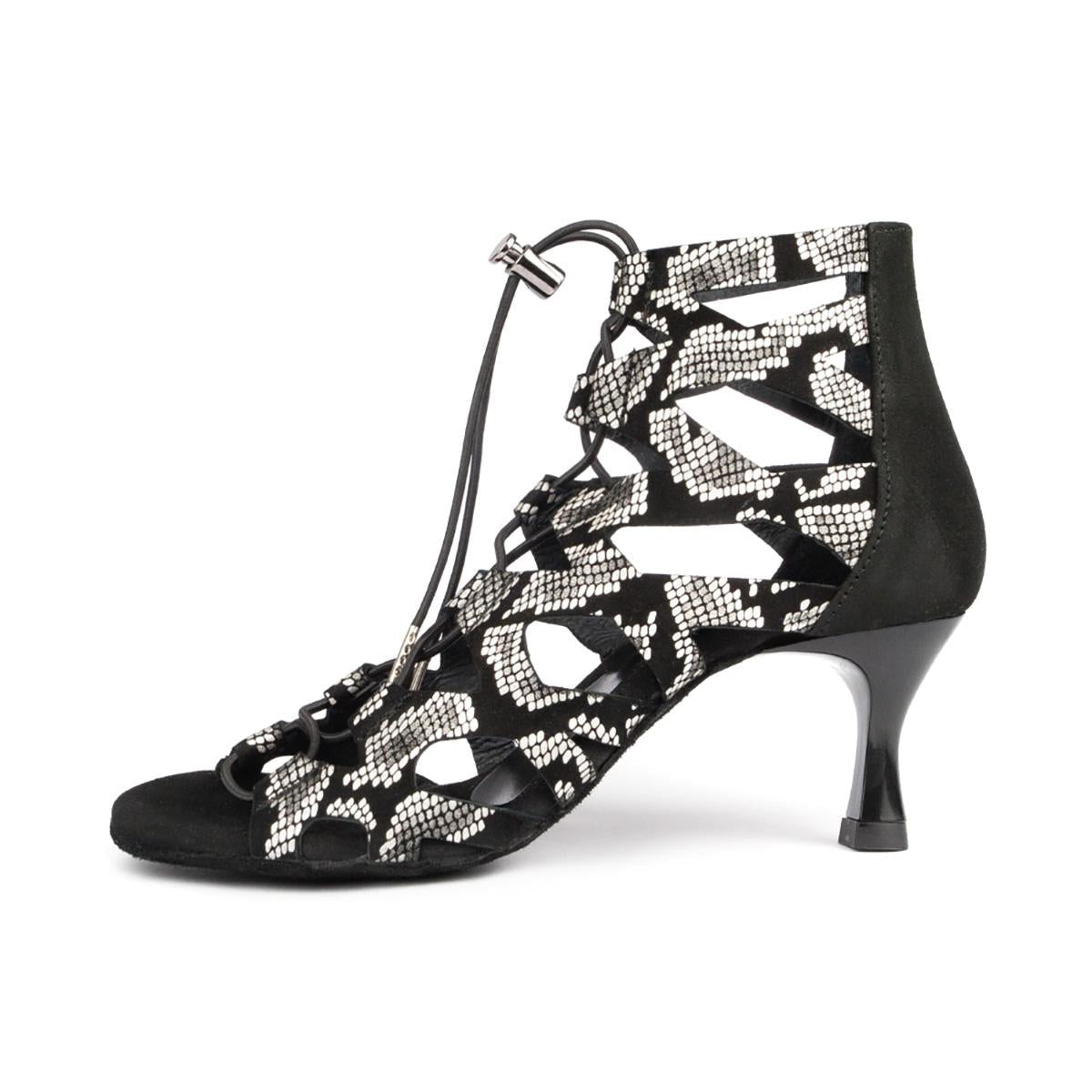 PortDance Damen Tanzschuhe PD804B - Farbe: Schwarz/Weiß - Absatz: 5 cm Flare (klein) - Größe: EUR 42