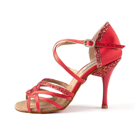 PortDance Damen Tanzschuhe PD800 Pro - Farbe: Rot - Absatz: 7,5 cm Slim - Größe: EUR 38