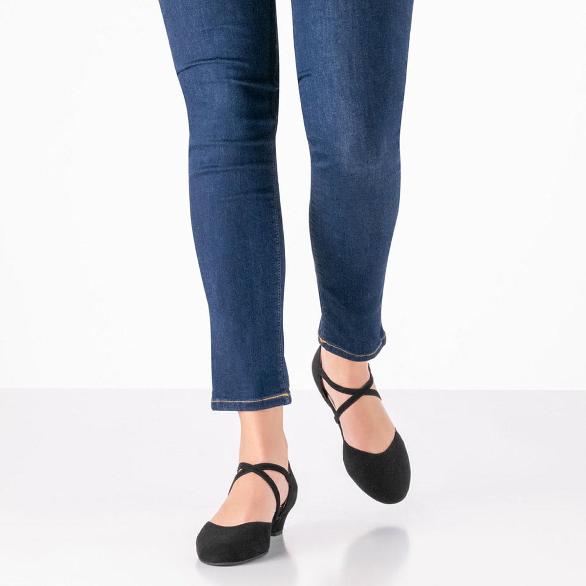 Werner Kern Damen Tanzschuhe Ronja - Obermaterial: Veloursleder Schwarz - Größe: EU 33 1/3