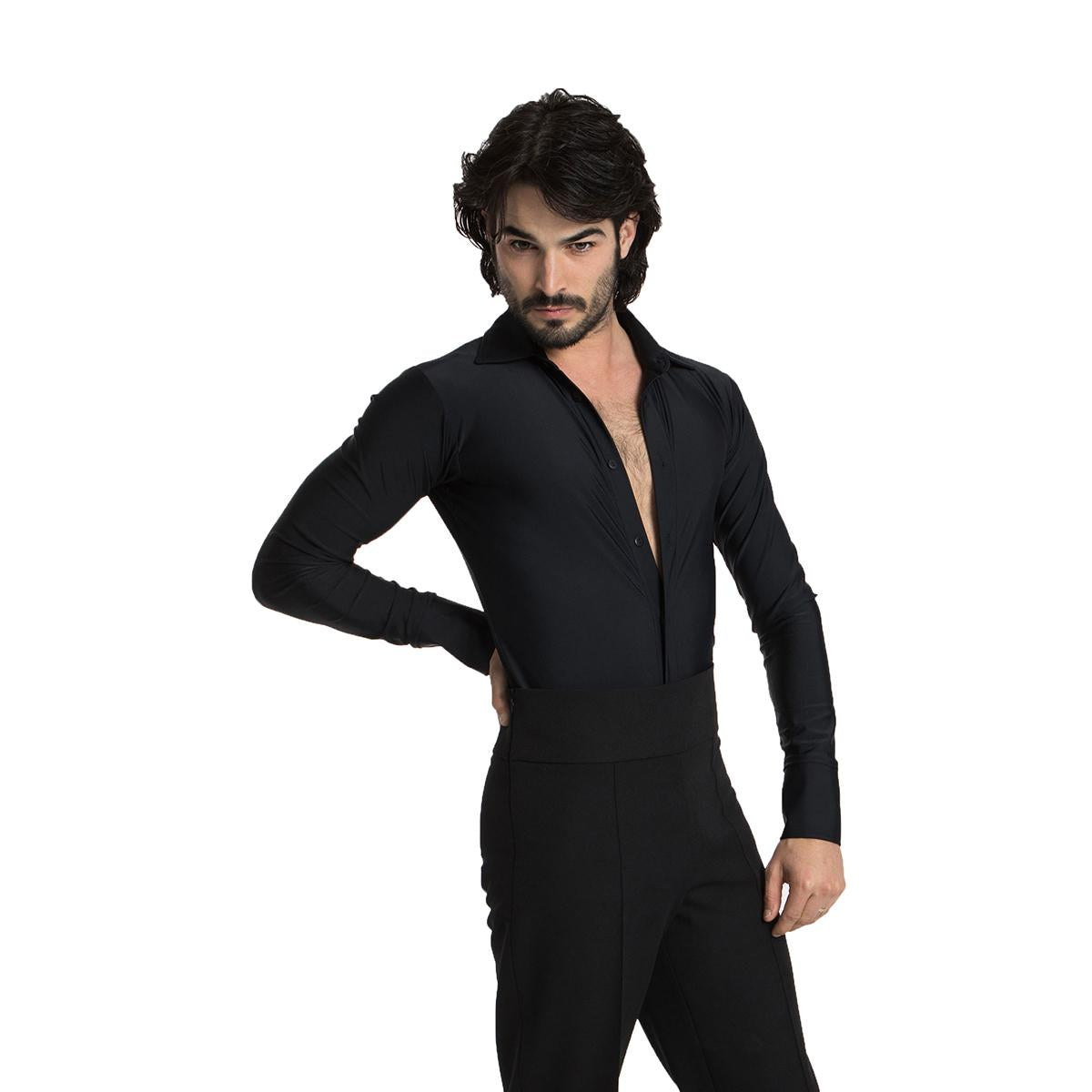 Intermezzo Herren Tanzhemd/Body 31077 Bodycamil - Farbe: Schwarz (037) - Größe: 4XL