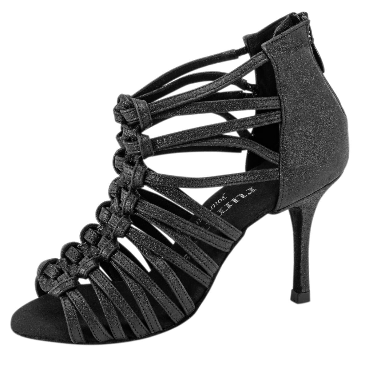 Rummos Damen Tanzschuhe Bachata 01 131 - Obermaterial: Glitzer - Farbe: Schwarz - Weite: Normal - Absatz: 80E Stiletto - Größe: EUR 40,5