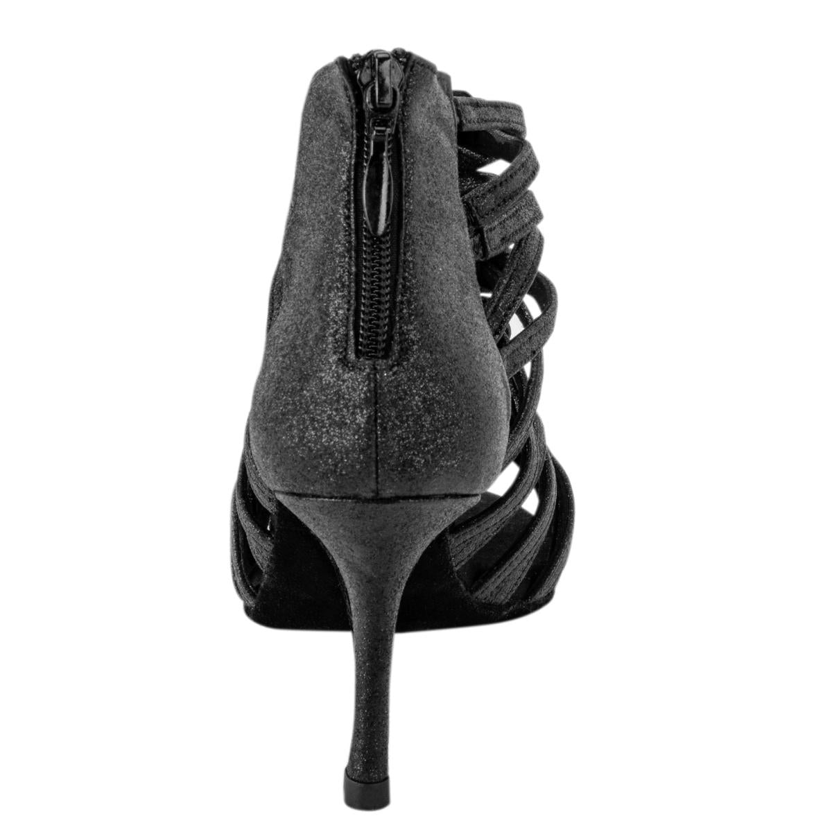 Rummos Damen Tanzschuhe Bachata 01 131 - Obermaterial: Glitzer - Farbe: Schwarz - Weite: Normal - Absatz: 80E Stiletto - Größe: EUR 42