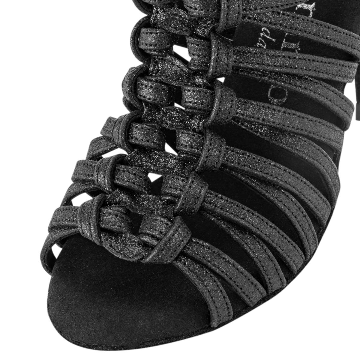 Rummos Damen Tanzschuhe Bachata 01 131 - Obermaterial: Glitzer - Farbe: Schwarz - Weite: Normal - Absatz: 80E Stiletto - Größe: EUR 38,5