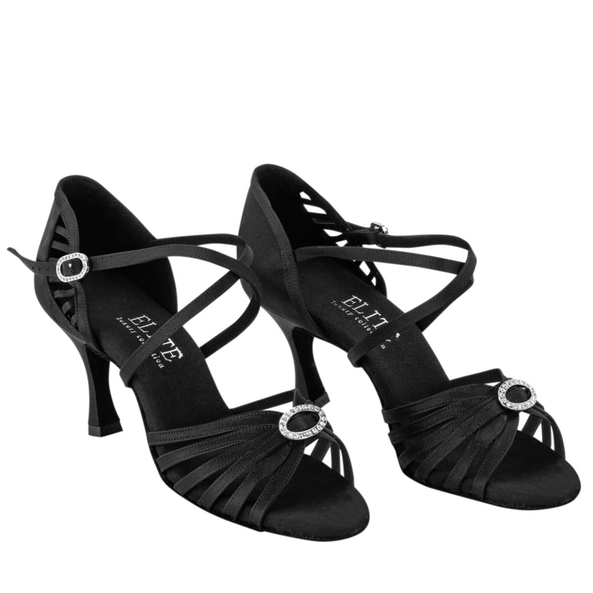 Rummos Damen Tanzschuhe Elite Celine 041 - Obermaterial: Satin - Farbe: Schwarz - Weite: Normal - Absatz: 60R Flare - Größe: EUR 41