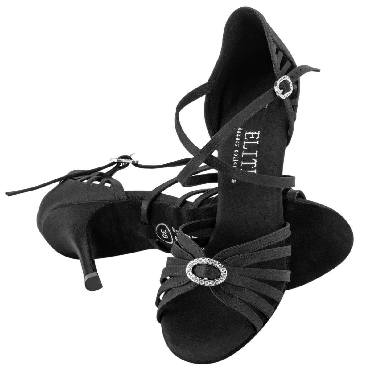 Rummos Damen Tanzschuhe Elite Celine 041 - Obermaterial: Satin - Farbe: Schwarz - Weite: Normal - Absatz: 80E Stiletto - Größe: EUR 36