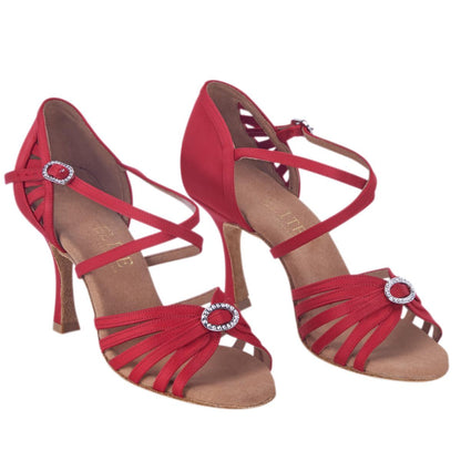 Rummos Damen Tanzschuhe Elite Celine 049 - Obermaterial: Satin - Farbe: Rot - Weite: Normal - Absatz: 70R Flare - Größe: EUR 40