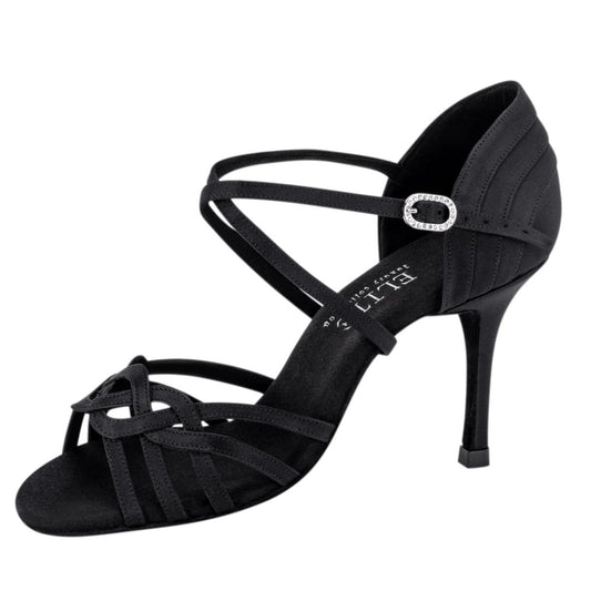 Rummos Damen Tanzschuhe Elite Gaia 041 - Obermaterial: Satin - Farbe: Schwarz - Weite: Normal - Absatz: 80E Stiletto - Größe: EUR 40,5