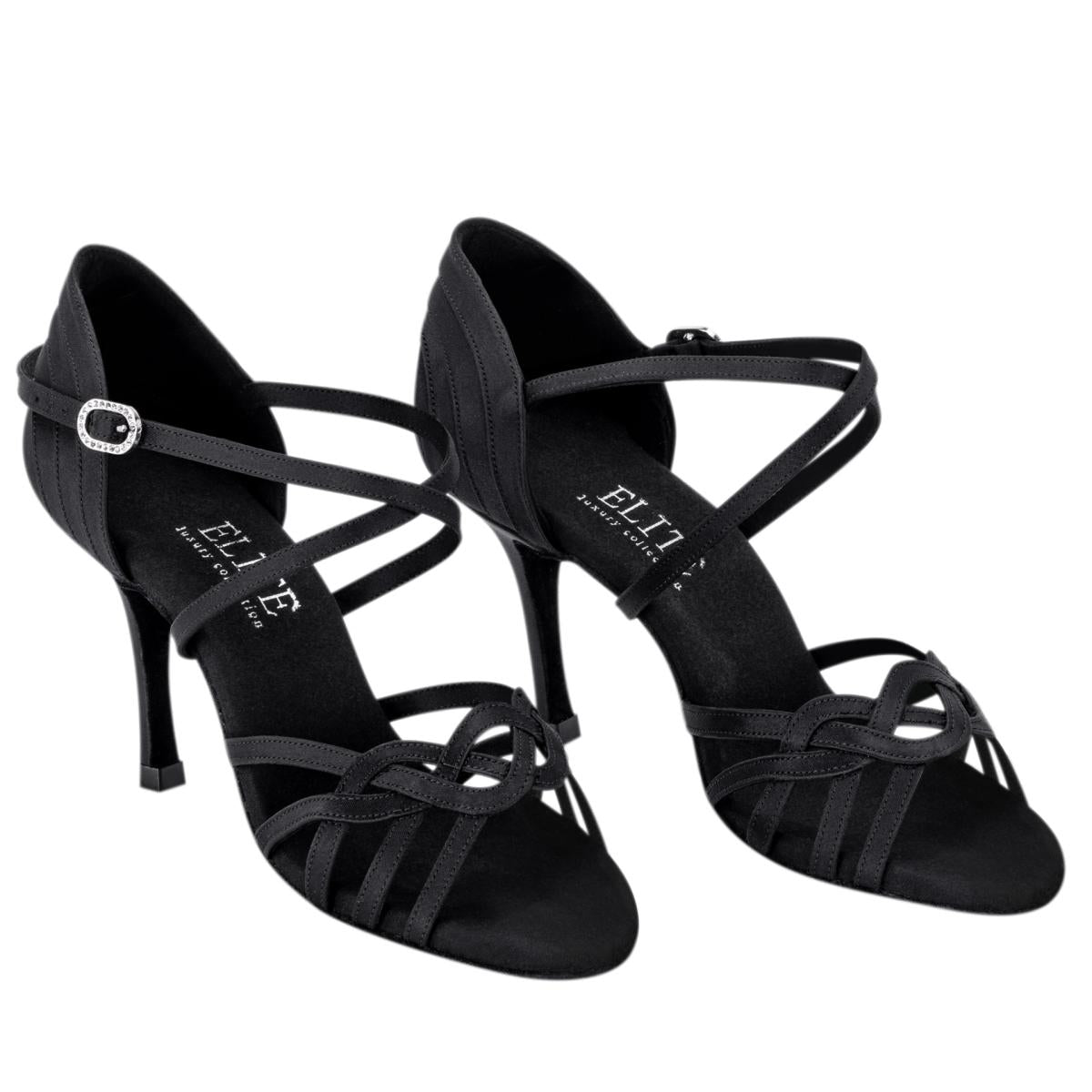 Rummos Damen Tanzschuhe Elite Gaia 041 - Obermaterial: Satin - Farbe: Schwarz - Weite: Normal - Absatz: 80E Stiletto - Größe: EUR 35