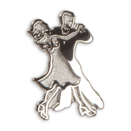 Diamant Brosche Tanzpaar Edelstahl/Silber - 1,2 cm x 1,8 cm