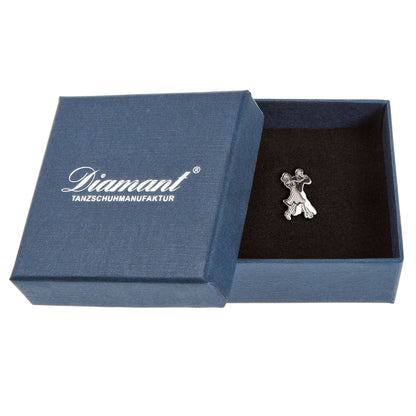 Diamant Brosche Tanzpaar Edelstahl/Silber - 1,2 cm x 1,8 cm