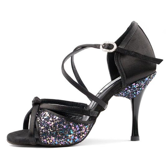Portdance Damen Tanzschuhe PD801 - Farbe: Schwarz - Absatz: 7,5 cm Slim - Größe: EUR 40