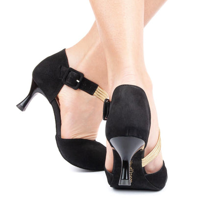 PortDance Damen Tanzschuhe PD126 - Material: Nubuck - Farbe: Schwarz - Größe: EUR 37