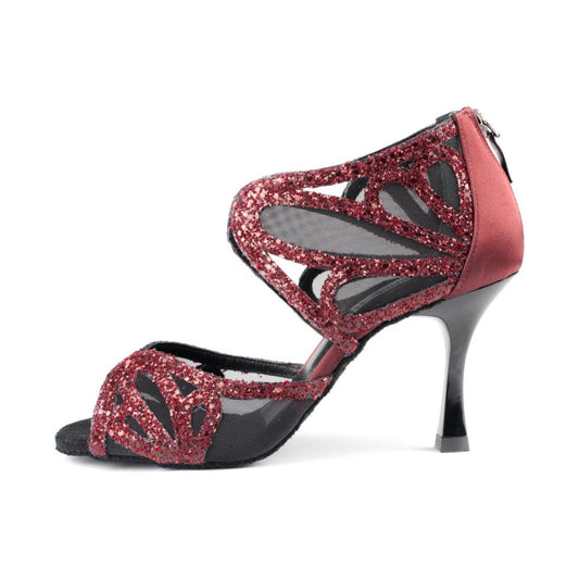 Portdance Damen Tanzschuhe PD808 - Farbe: Bordeaux - Absatz: 7 cm Flare (klein) - Größe: EUR 41