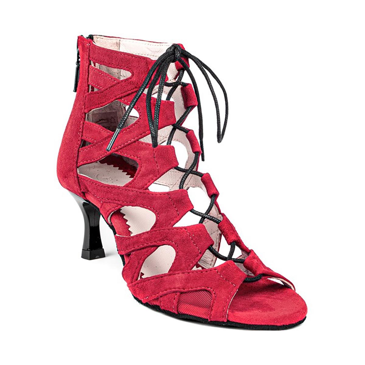 PortDance Damen Tanzschuhe PD804N - Farbe: Rot - Absatz: 5 cm Flare (klein) - Größe: EUR 41