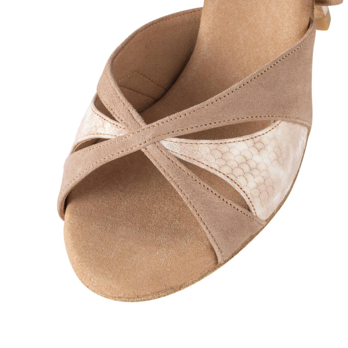 Rummos Damen Tanzschuhe Elite Paloma 027/093 - Material: Nubuck/Leder - Farbe: Hellbraun/Beige - Weite: Normal - Absatz: 70R Flare - Größe: EUR 33,5