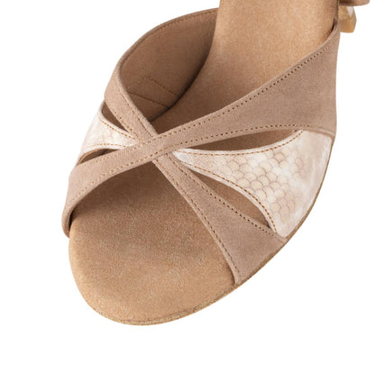 Rummos Damen Tanzschuhe Elite Paloma 027/093 - Material: Nubuck/Leder - Farbe: Hellbraun/Beige - Weite: Normal - Absatz: 70R Flare - Größe: EUR 34