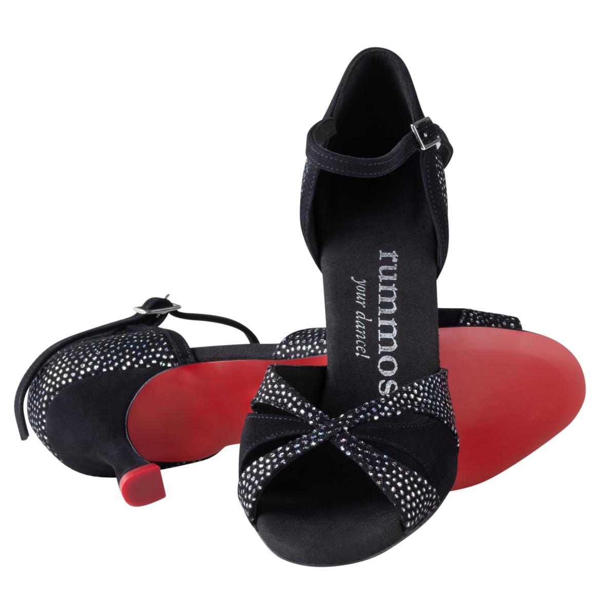 Rummos Damen Tanzschuhe Elite Paloma 231/024 - Material: Nubuck/Textil - Farbe: Schwarz - Weite: Normal - Absatz: 60R Flare - Größe: EUR 33,5