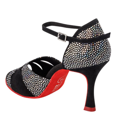 Rummos Damen Tanzschuhe Elite Paloma 231/024 - Obermaterial: Nubuck/Textil - Farbe: Schwarz - Weite: Normal - Absatz: 70R Flare - Größe: EUR 34,5