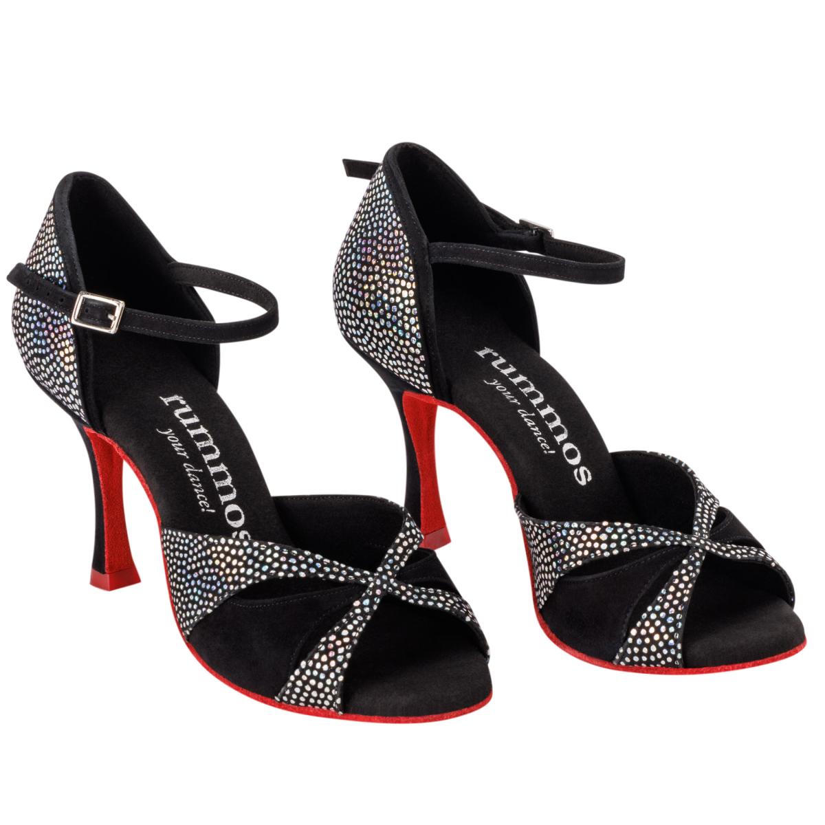 Rummos Damen Tanzschuhe Elite Paloma 231/024 - Obermaterial: Nubuck/Textil - Farbe: Schwarz - Weite: Normal - Absatz: 70R Flare - Größe: EUR 38,5
