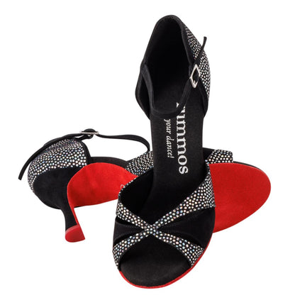 Rummos Damen Tanzschuhe Elite Paloma 231/024 - Obermaterial: Nubuck/Textil - Farbe: Schwarz - Weite: Normal - Absatz: 70R Flare - Größe: EUR 33,5