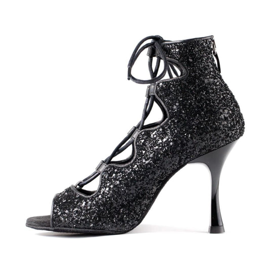 [B-Ware] PortDance Damen Tanzschuhe PD805 - Farbe: Glitzer Schwarz - Größe: EUR 39