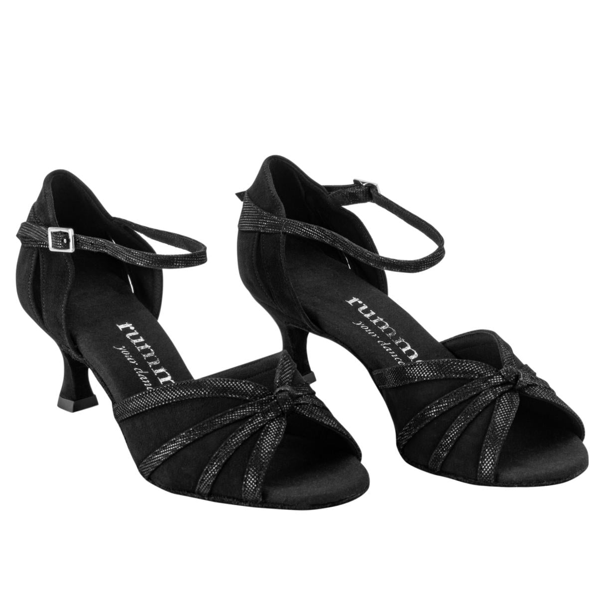 Rummos Damen Tanzschuhe R367 024-061 - Obermaterial: Leder - Farbe: Schwarz - Weite: Normal - Absatz: 50R Flare - Größe: EUR 35,5