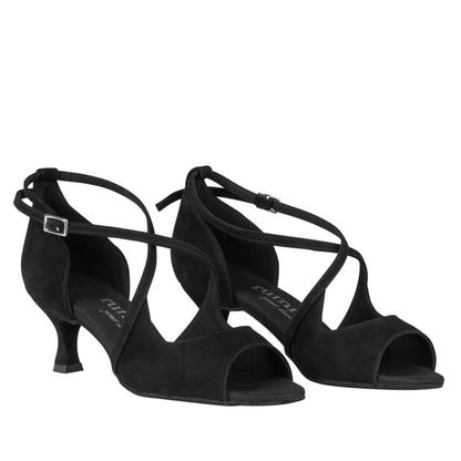 Rummos Damen Tanzschuhe R545 024 - Material: Nubuck - Farbe: Schwarz - Weite: Normal - Absatz: 50R Flare - Größe: EUR 33,5