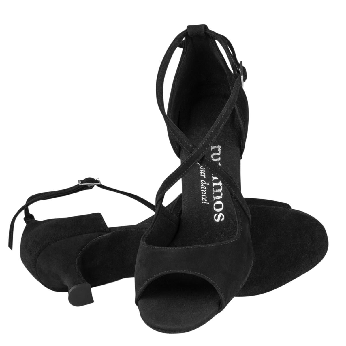Rummos Damen Tanzschuhe R545 024 - Material: Nubuck - Farbe: Schwarz - Weite: Normal - Absatz: 50R Flare - Größe: EUR 34