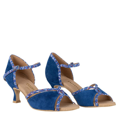 Rummos Damen Tanzschuhe R550 122-204 - Material: Nubuck/Leder - Farbe: Indico Blue - Weite: Normal - Absatz: 50R Flare - Größe: EUR 41