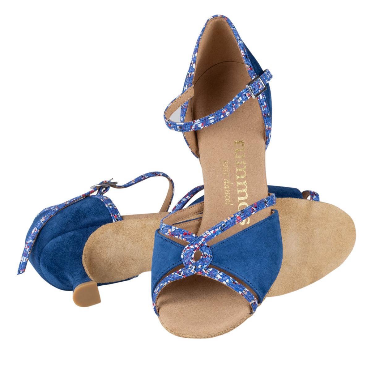 Rummos Damen Tanzschuhe R550 122-204 - Material: Nubuck/Leder - Farbe: Indico Blue - Weite: Normal - Absatz: 50R Flare - Größe: EUR 35,5