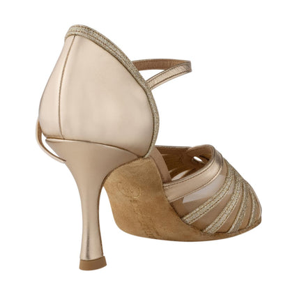Rummos Damen Tanzschuhe R563 147-137 - Material: Leder/Glitzer - Farbe: Platin - Weite: Normal - Absatz: 70R Flare - Größe: EUR 35,5