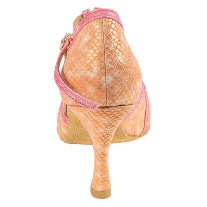 Rummos Damen Tanzschuhe Santigold 092-GT15 - M: Leder - C: SalSnake/Glitzer Rosa - W: Medium (Normal) - H: 60R Flare - Si: EUR 39