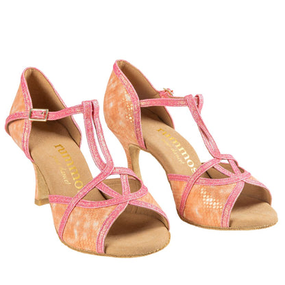Rummos Damen Tanzschuhe Santigold 092-GT15 - M: Leder - C: SalSnake/Glitzer Rosa - W: Medium (Normal) - H: 60R Flare - Si: EUR 39