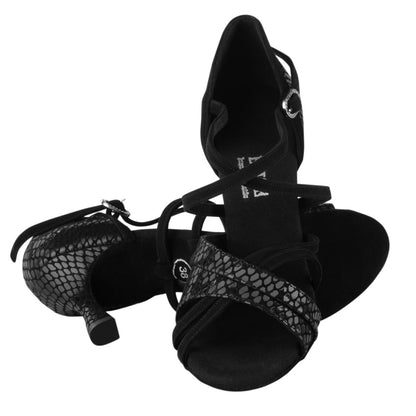 Rummos Damen Tanzschuhe Elite Athena 171/024 - Material: Nubuck/Leder - Farbe: Schwarz - Weite: Normal - Absatz: 60R Flare - Größe: EUR 39