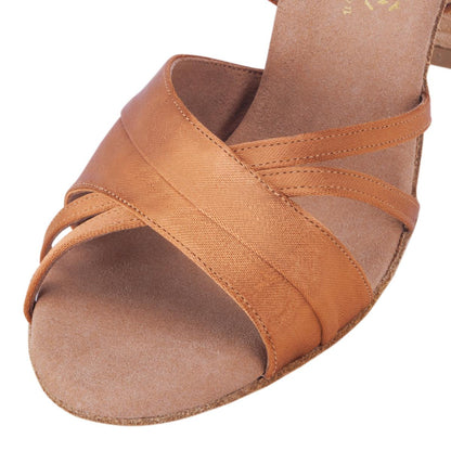 Rummos Damen Tanzschuhe Elite Athena 048 - Obermaterial: Satin - Farbe: Dark Tan - Weite: Normal - Absatz: 60R Flare - Größe: EUR 34
