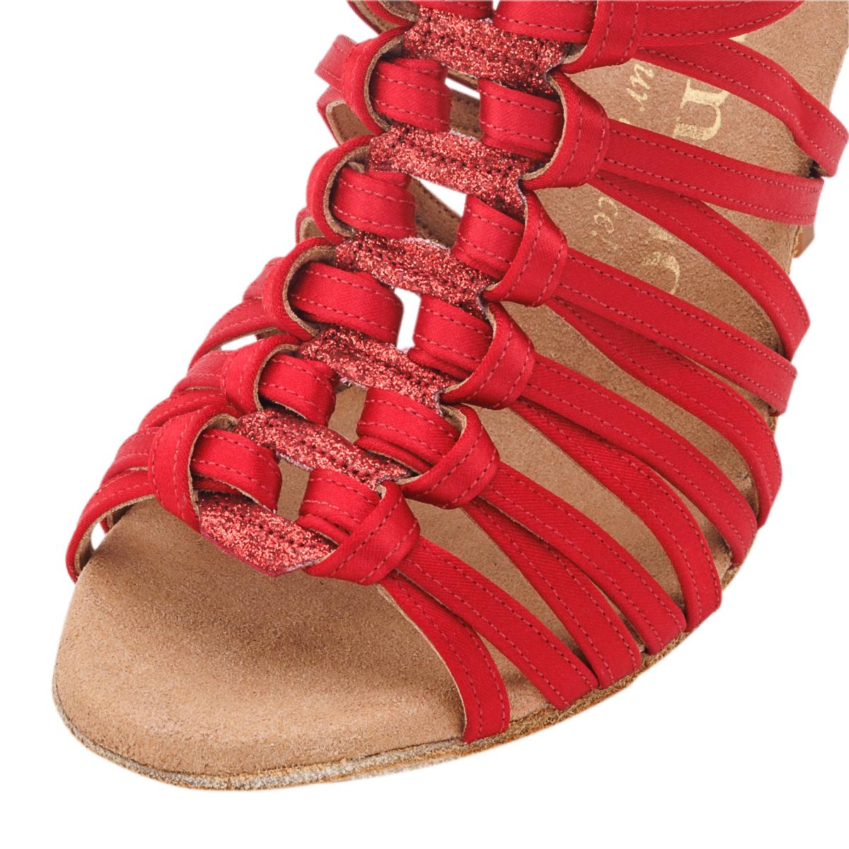 Rummos Damen Tanzschuhe Bachata 01 049-135 - Obermaterial: Satin - Farbe: Rot - Weite: Normal - Absatz: 80E Stiletto - Größe: EUR 36