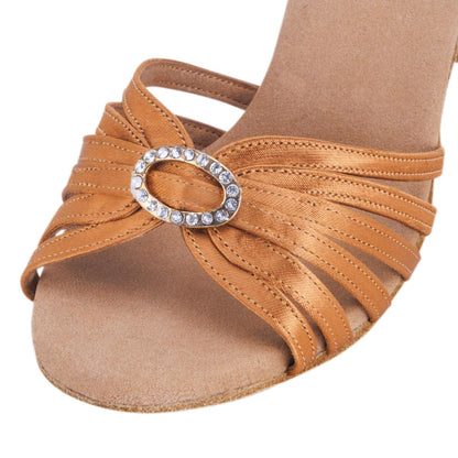 Rummos Damen Tanzschuhe Elite Celine 048 - Obermaterial: Satin - Farbe: Dark Tan - Weite: Normal - Absatz: 60R Flare - Größe: EUR 40